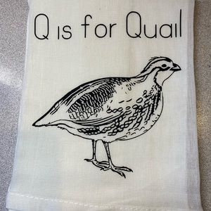 Q is for quail kitchen tea towel